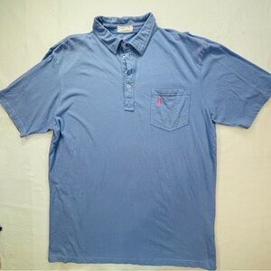 johnnie-O Light Blue Polo with Pink Logo